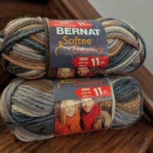 Bernat Softee verigated Taupe cream gray brown tranquil -2 x 80g Acrylic - CA
